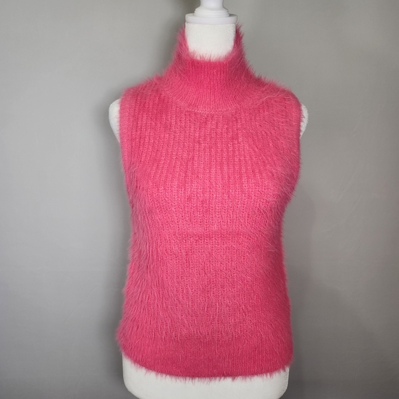NWT Jessica Simpson Vibrant Pink Sleeveless Turtleneck Sweater - Picture 1 of 9